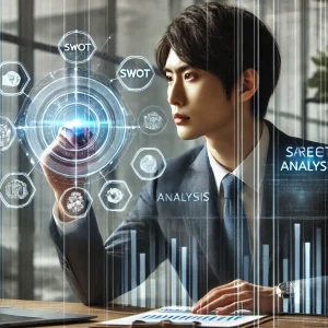 自己分析をしたことで、新たな目標設定をするビジネスマン