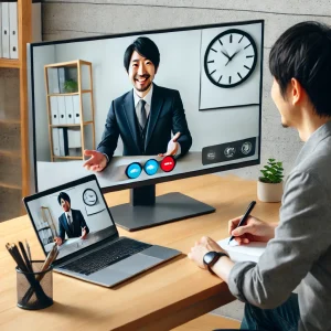 成果物をプレゼンしてクライアントと良好な関係を築くクリエイター