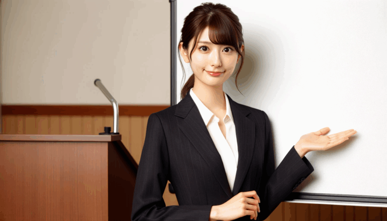 サイトマップを説明する女性