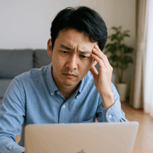 リモート環境で信頼構築が難しいと悩む男性