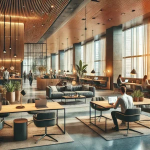 ワークスペースで仕事をする様子