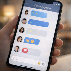 YOORの専用コミュニケーションルームで活発に交流するオンラインサロンメンバーのチャット画面
