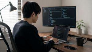AIコーディング支援ツールを活用して作業している日本人