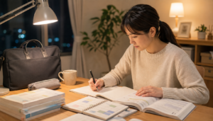 仕事と両立しながら看護学校受験の勉強を進める社会人