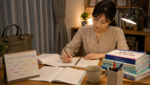 仕事と両立しながら看護学校受験の勉強をする社会人